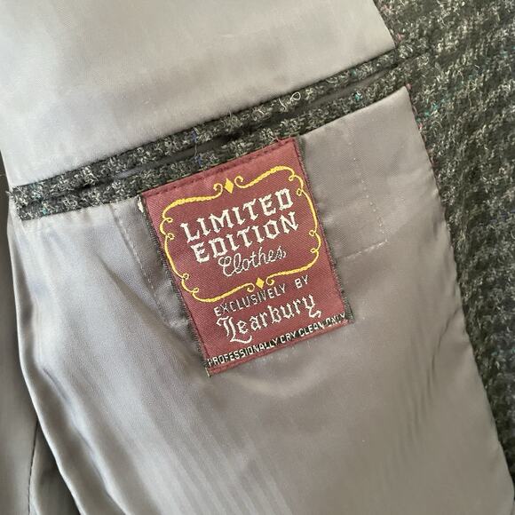 Vintage Men’s Blazer 42R Lambswool Gray Houndstooth Sport Coat Jacket Union Made - Picture 4 of 11